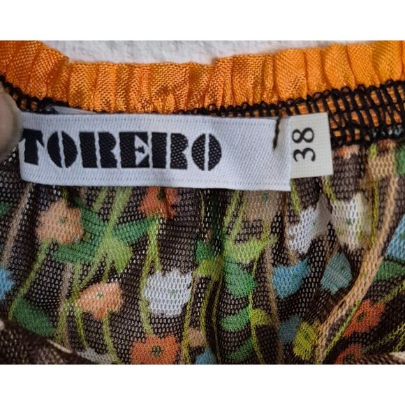 Torero Printed Lightweight Flutter Sleeve Sheer Mixed Print Top Sz S NWT - Picture 6 of 8